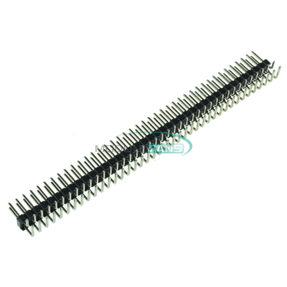 5PCS 2 x 40 Pin 40P 2.54mm Male Double Row Right Angle Pin Header Strip