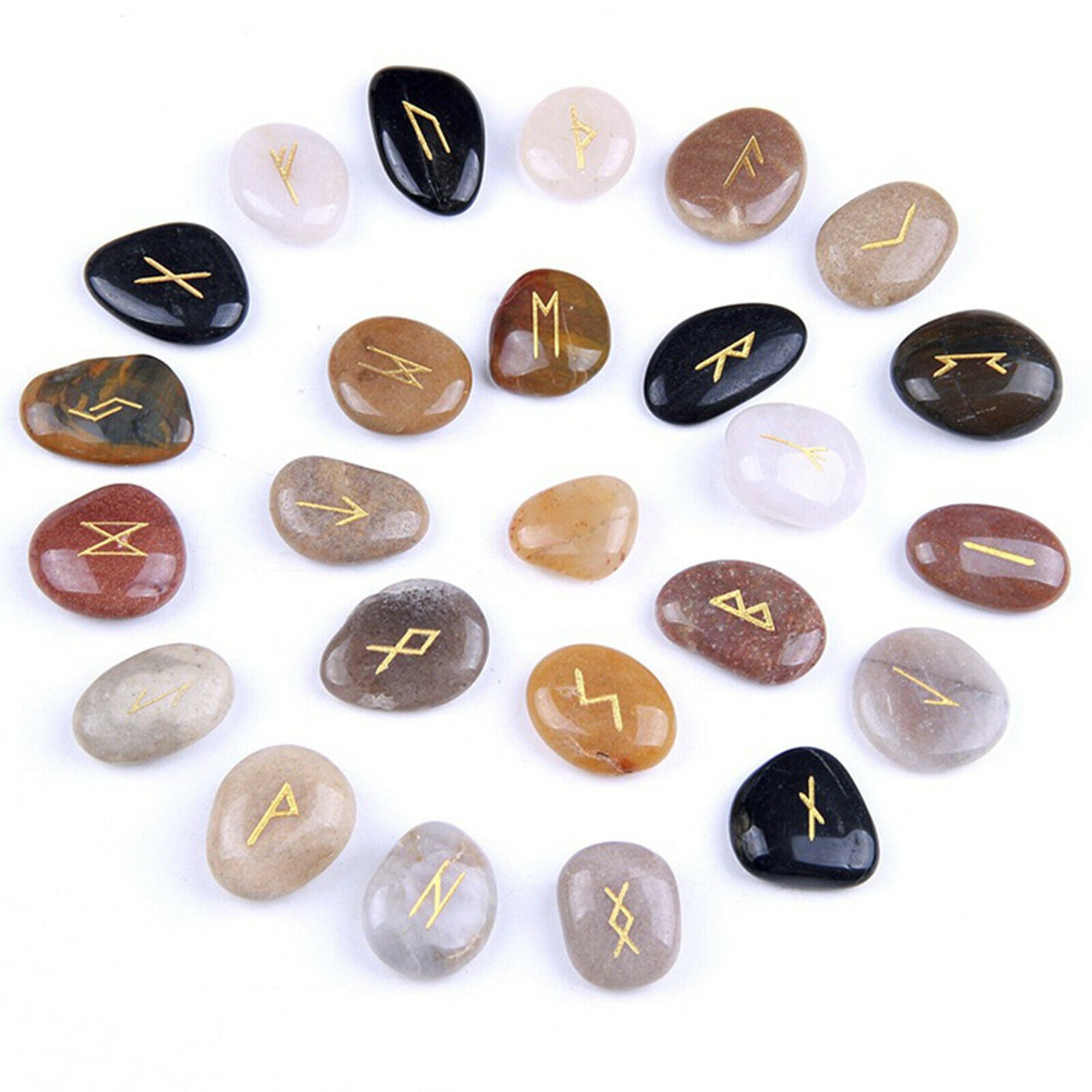 25PCS Rune Stone For Divination Viking Symbols Energy Stones Gift Home Decor