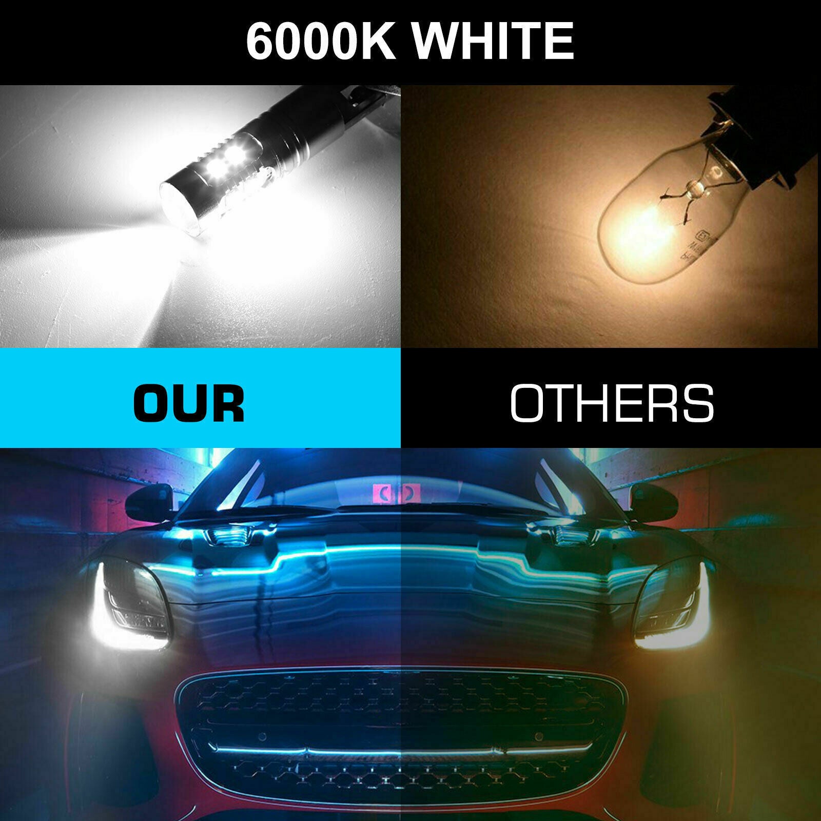 H1 LED Halogen Headlight Bulbs 6000K High Low Beam Light 100W Ultra White