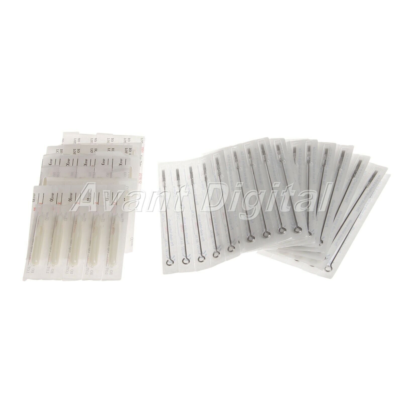 100pcs Mixed Assorted Sterile Tattoo Needles Round Liner  Plastic Tubes 9M1+9FT