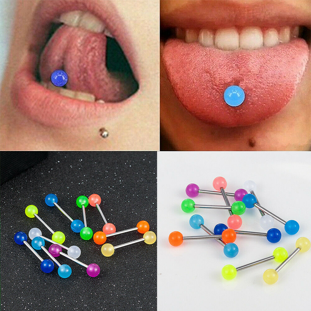 10X Glow In The Dark Luminous Barbell Lip Tongue Rings Body Piercing Jewelry Lot