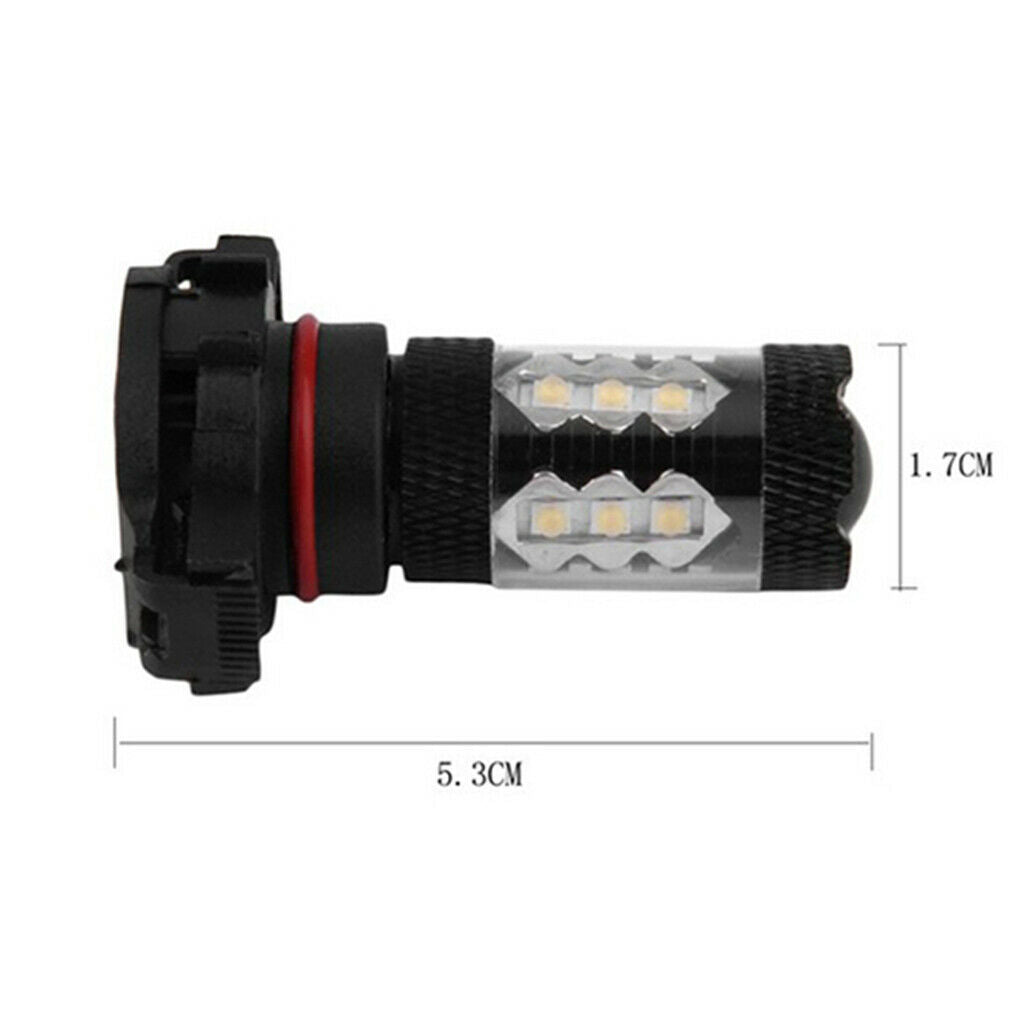 2X PS24W 80W Cool White High Power LED H16 5202 5201 Fog Driving Light Bulb
