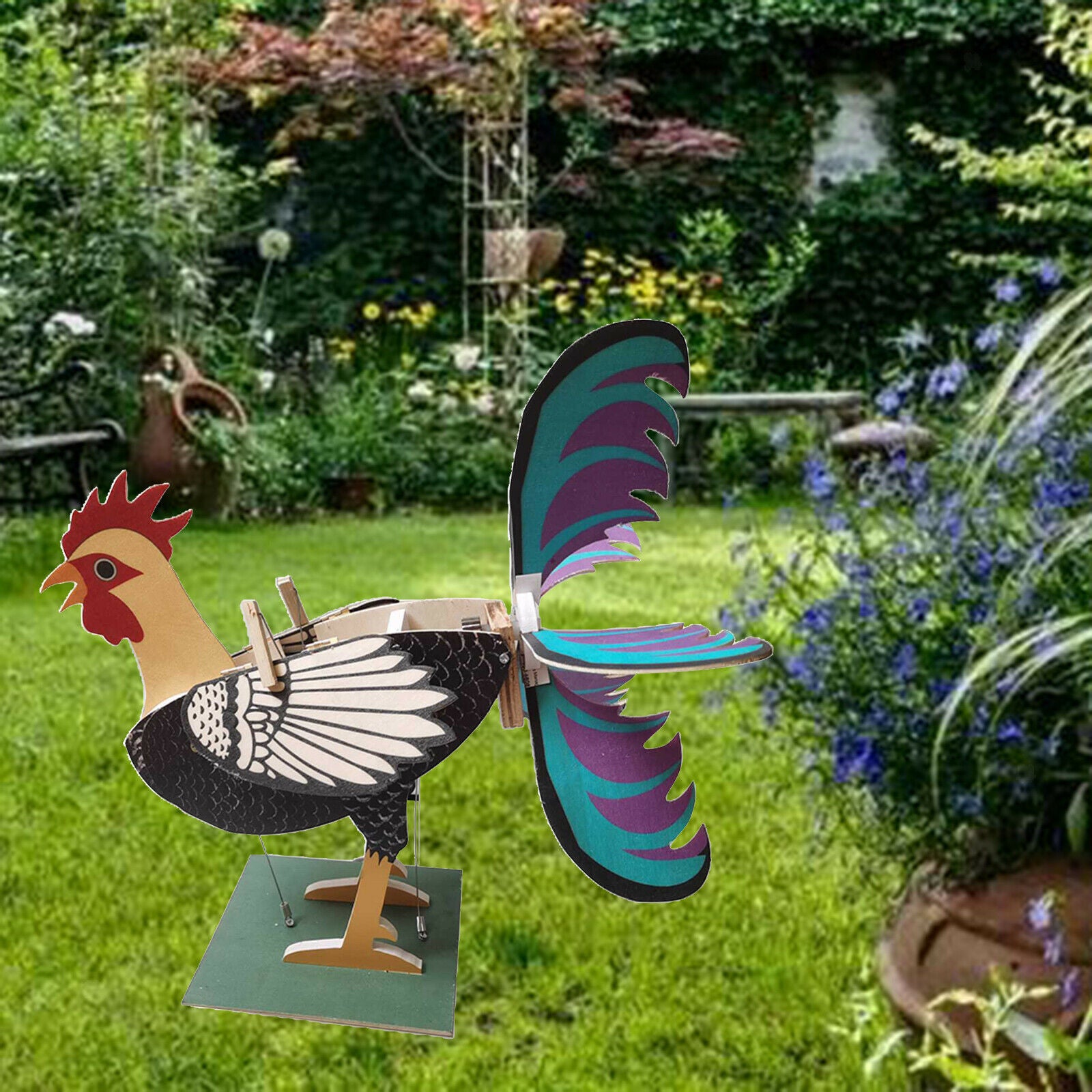 Garden Yard Rooster Windmill Statue for Yard Courtyard Decor Ornaments Gifts