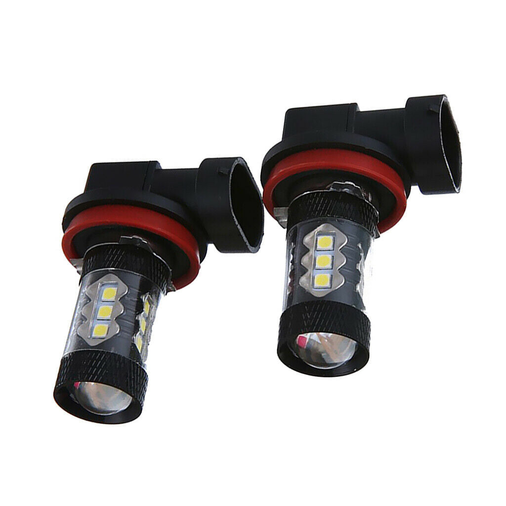 2x H8 H11 16 LED 80W 6500K Power Fog Light Bulbs - Cool White
