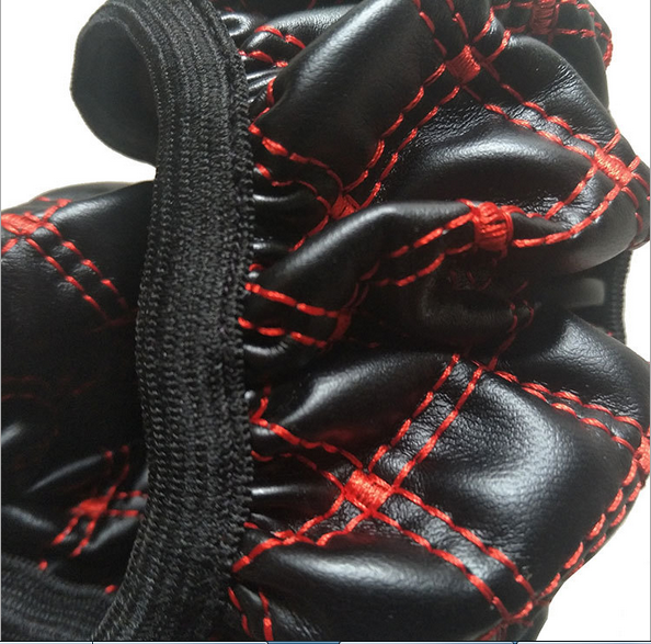 2pcs 15'' Car Steering Wheel Cover black & red  Plush Anti-slip  fur wheel cover