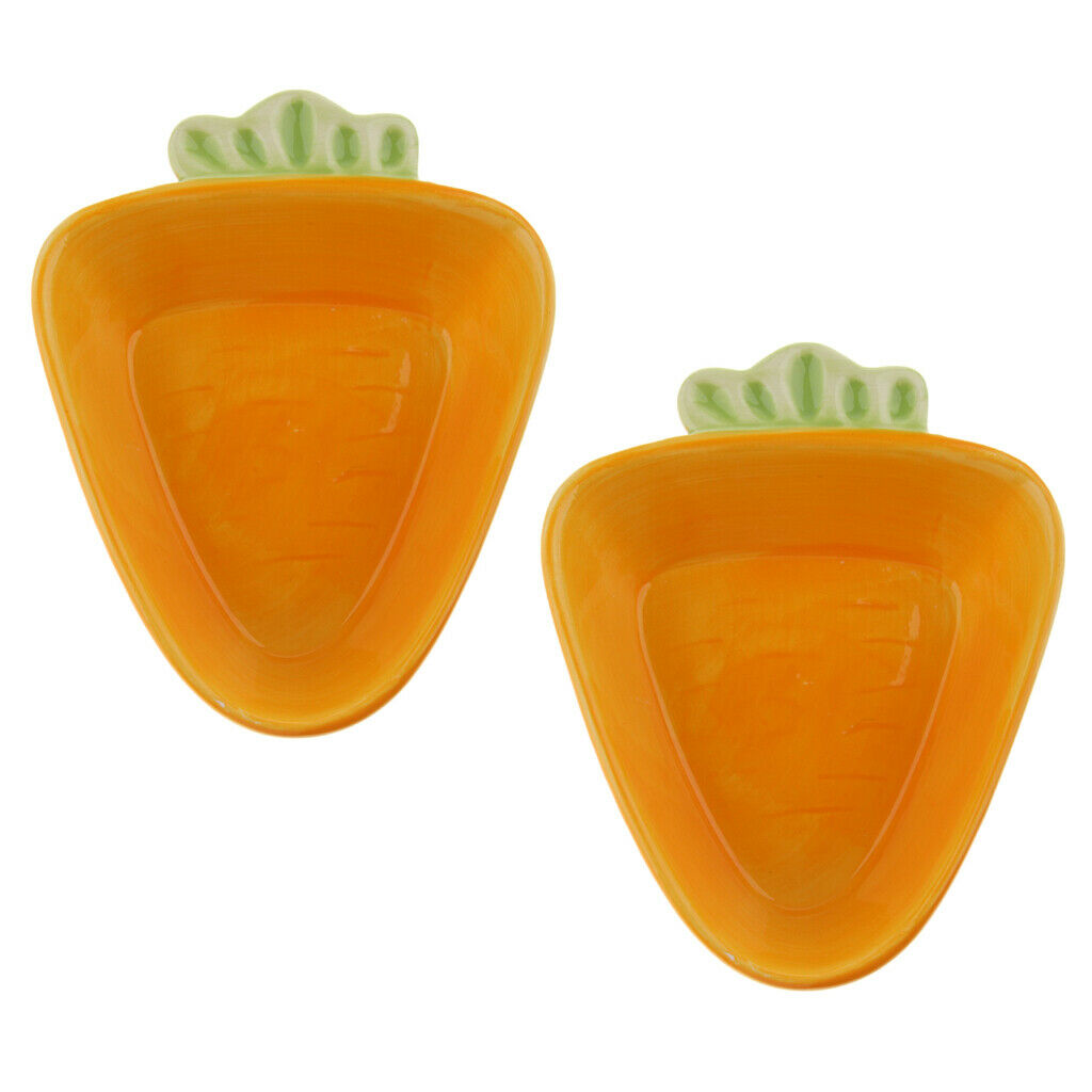 2pcs No-Tip Ceramic Rabbit Food Bowl Feeder for Guinea Pig Hamster Chinchilla