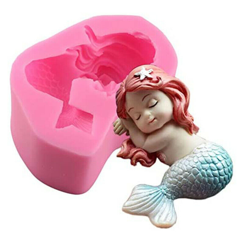 Sleeping Mermaid Silicone Mold Cake Decor DIY Craft Soap Tools Christmas GifBDD
