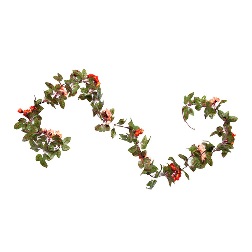 2pcs Vivid Color Vine Flowers Garland Silk Flower Garland Wall Hanging Art
