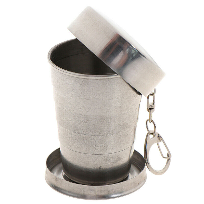 75ml Folding Cup Outdoor Travel Stainless Steel Portable Retractable Wine Cu DD
