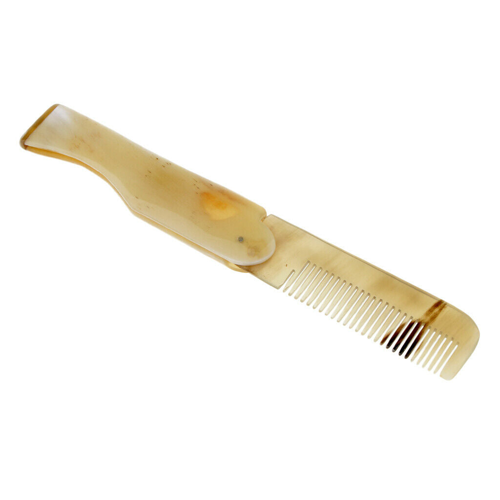 Personal Hair Comb Fine Tooth Ox Horn Foldable Hairbrush Pocket Massage Combs