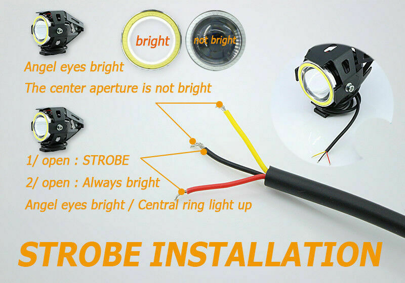 2PCS CREE LED 125W Motorcycle Headlights Driving Fog Lights Spot Lamp DRL+Switch
