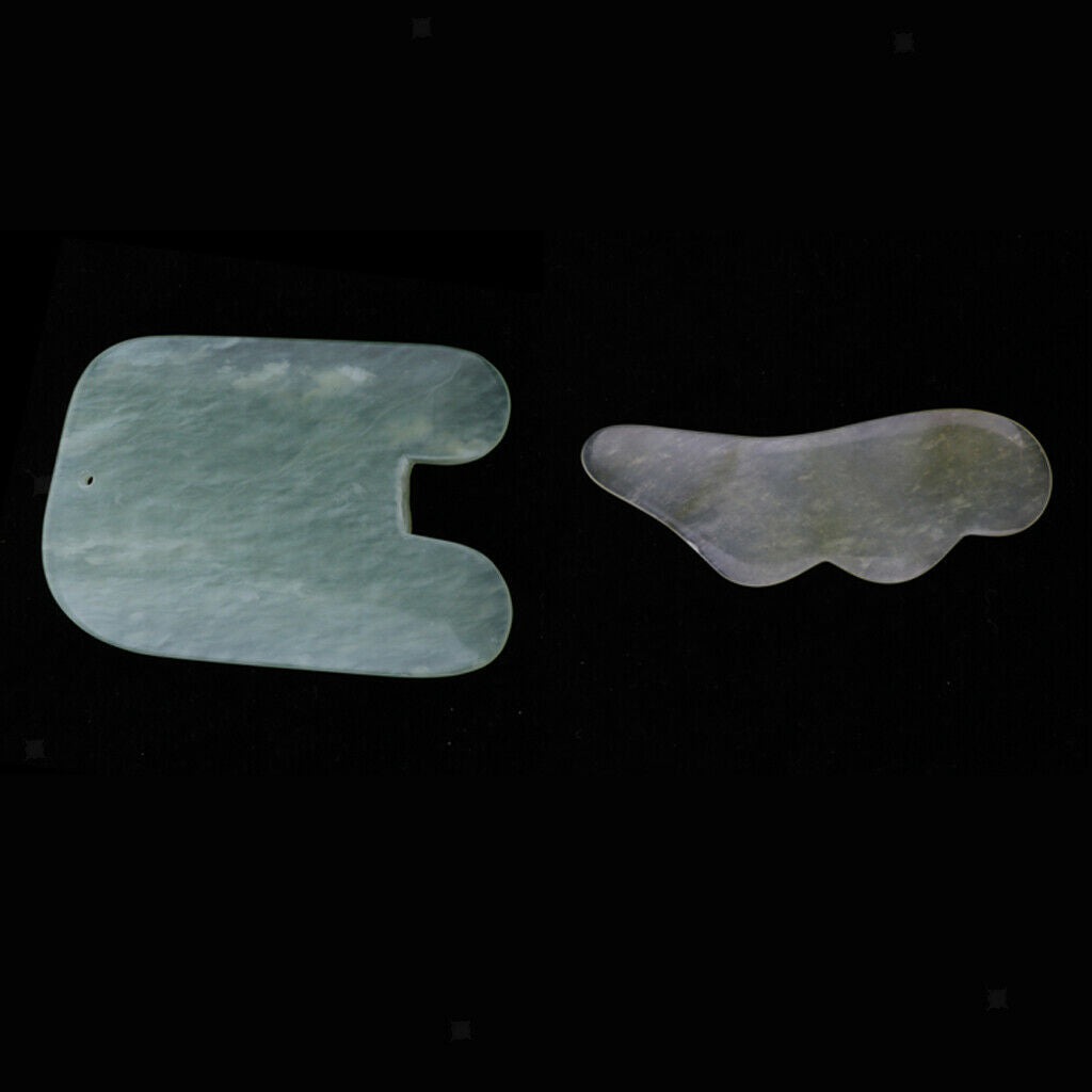 2X Natural Hsiuyen Jade GuaSha Scraping Massage Board Tools SPA Acupuncture