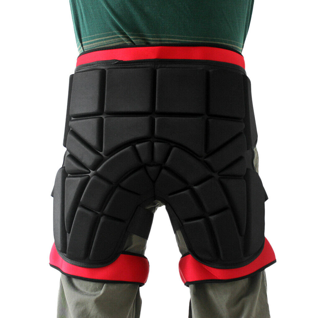 Ski Hip Pad Roller Skate Snowboard Padded Shorts Protector Guard Black Red S