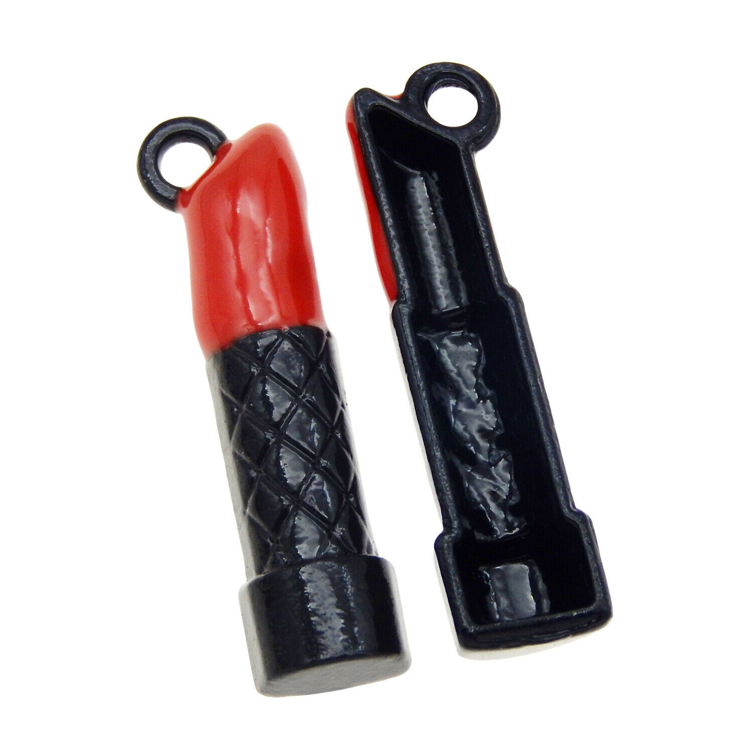 8pcs Black Red Enamel Lipstick Charm Pendant Alloy Makeup Earring Dangle 26x10mm