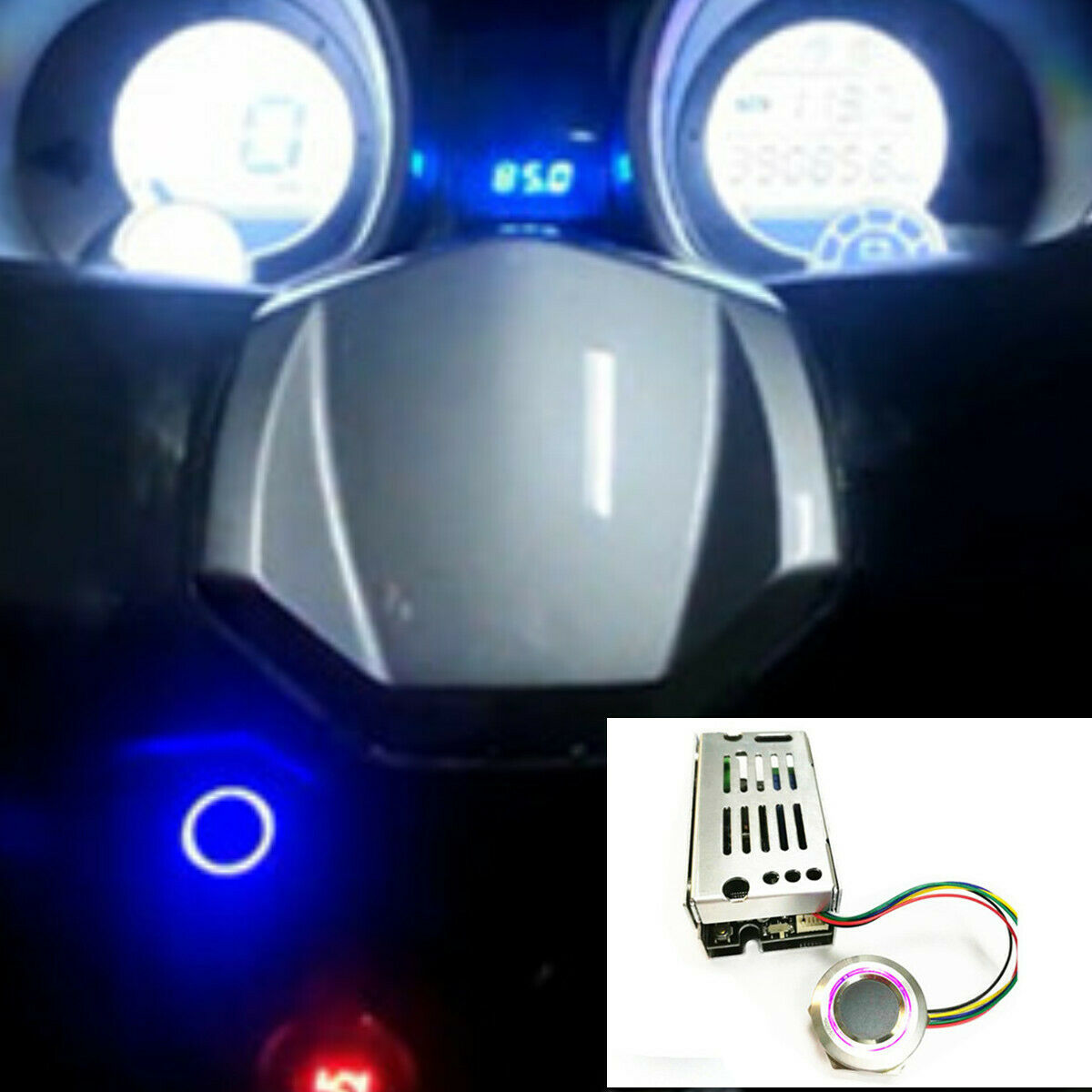 12V Car Motorcycle Lock Access Control LED Fingerprint Board Module 1 Key Start