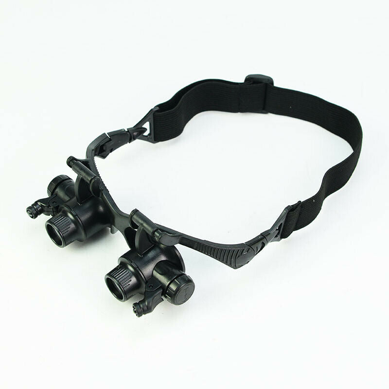 2.5X-25X Multi-Power Double LED Lights Magnifier Eye Glasses Watch Repair Loupe