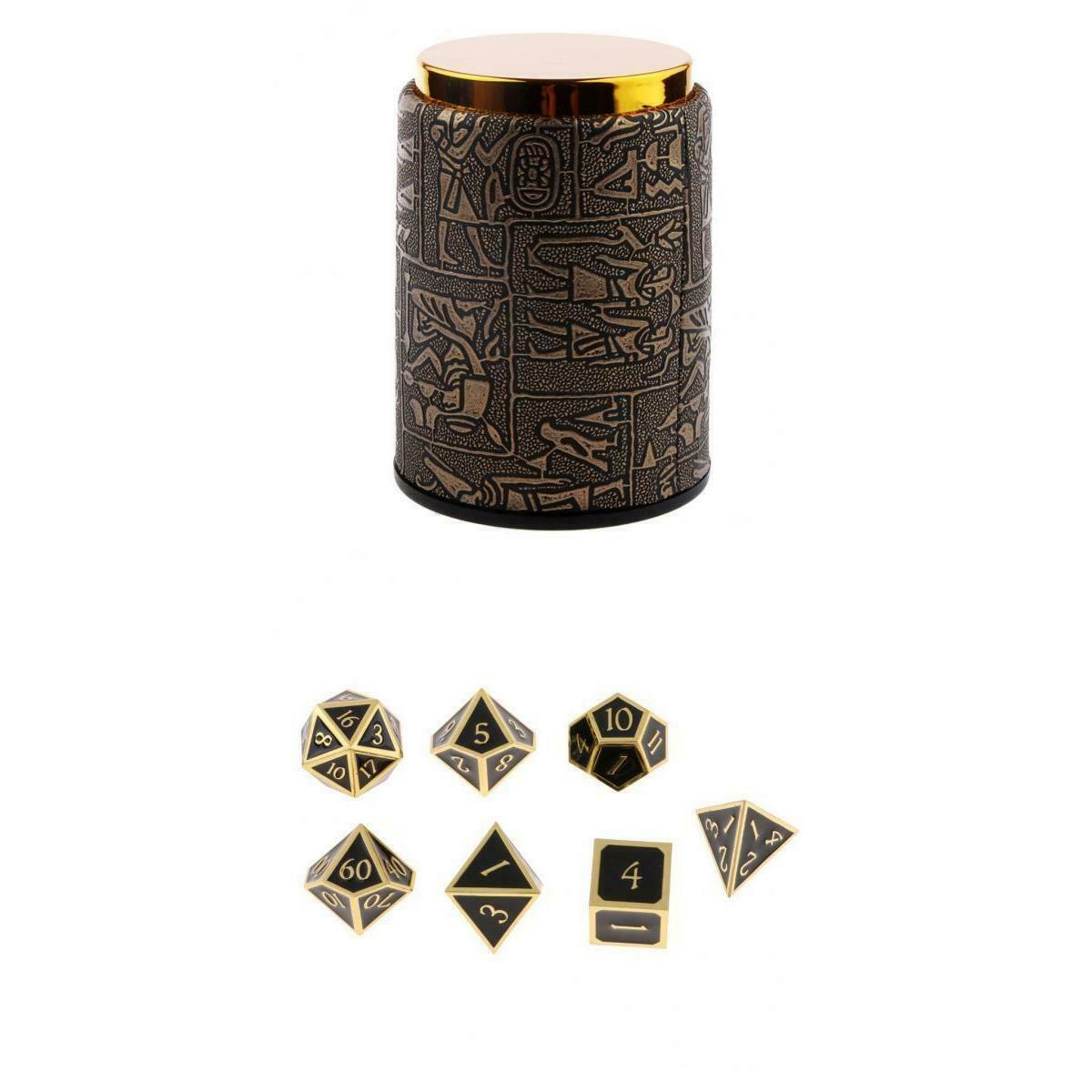 7pcs Multi-Sided D4-D20 Dice Set with Egyptian Dice Cup Shaker TRPG Game