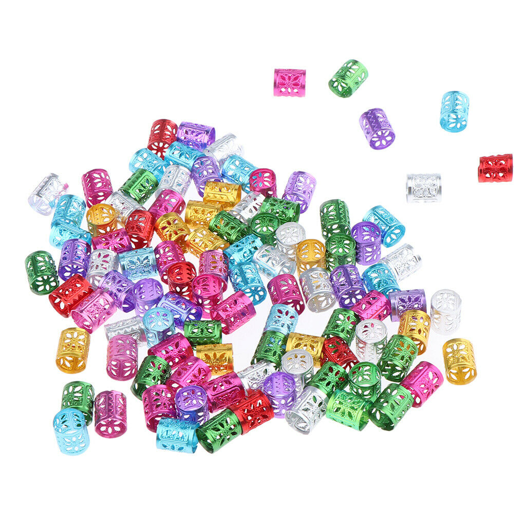 100pcs Dreadlock Hair Beads Pins Rings Cuff Clip Hair Decor