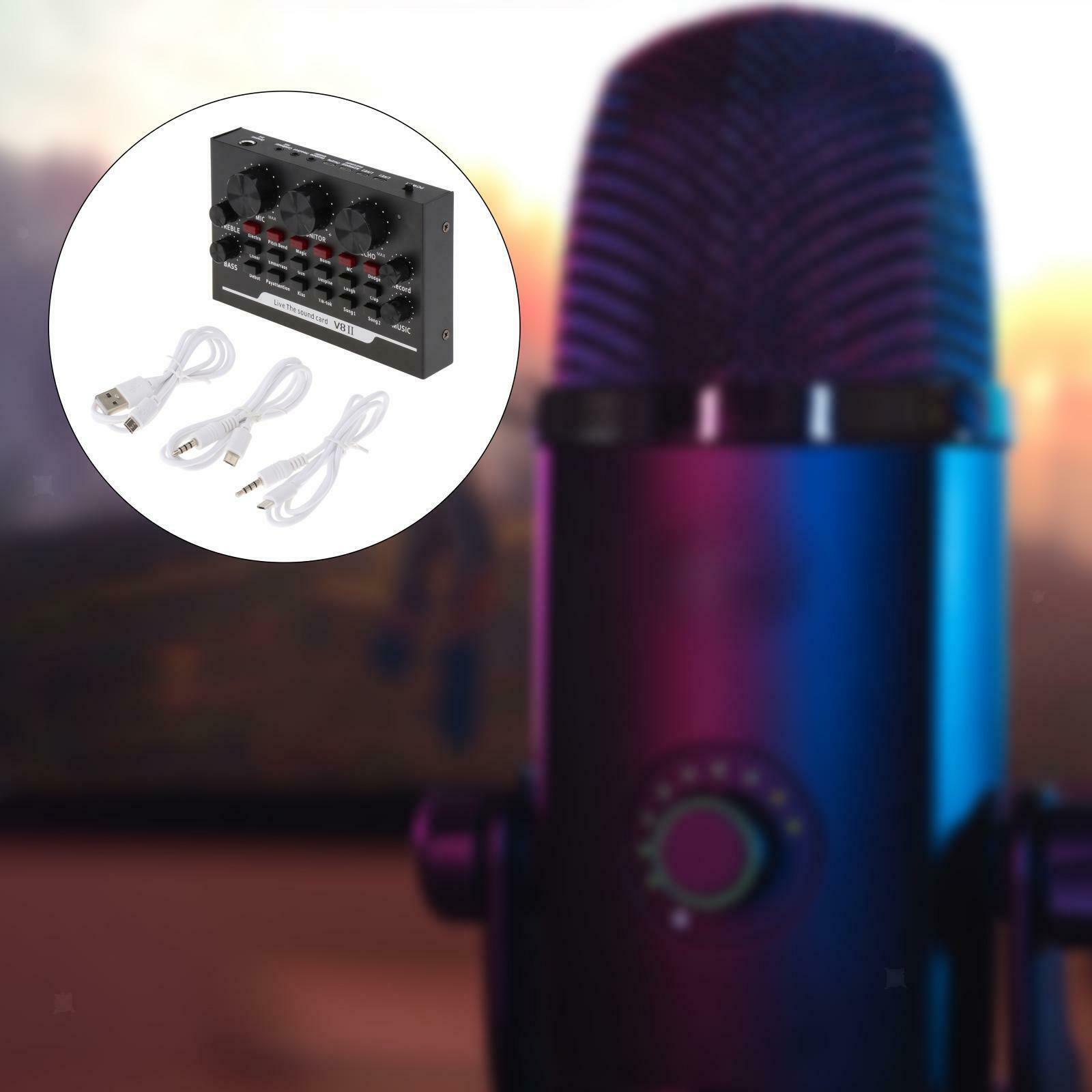 V8II USB Live Sound Card BT Audio Mixer for Laptop Headset Live Recording