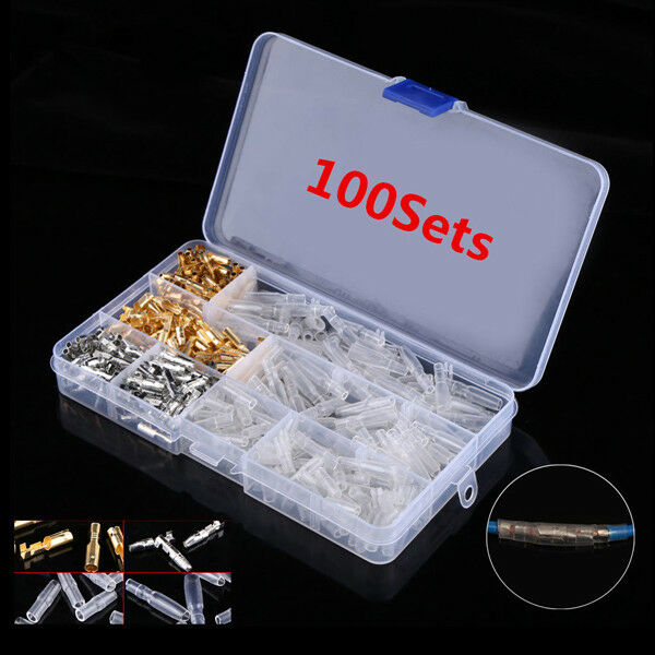 100PCS 3.9mm Brass Bullet Connectors Male&Female Wire Terminals For Car Motor