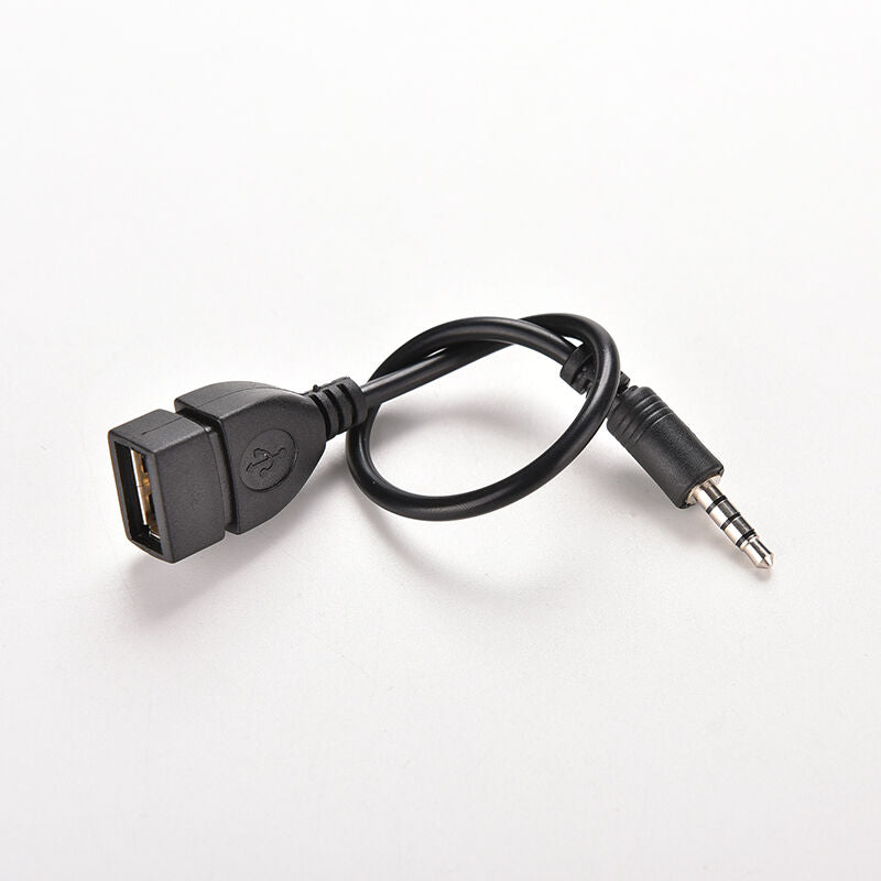 3.5mm Male AUX Audio Plug Jack To USB 2.0 Female Converter Cable Cord Car MPATA
