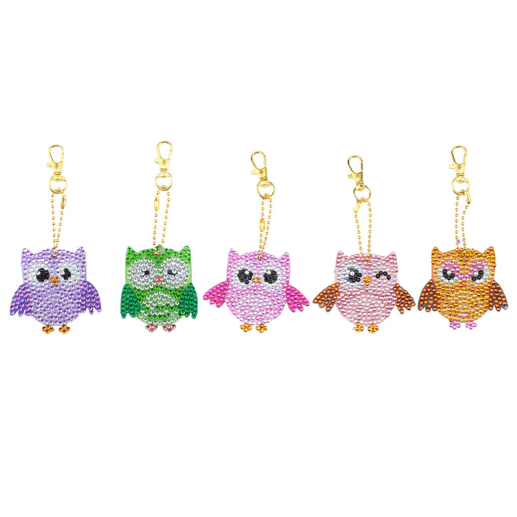5x Keychain with Rhinestone Owl Pendant Gift for Women