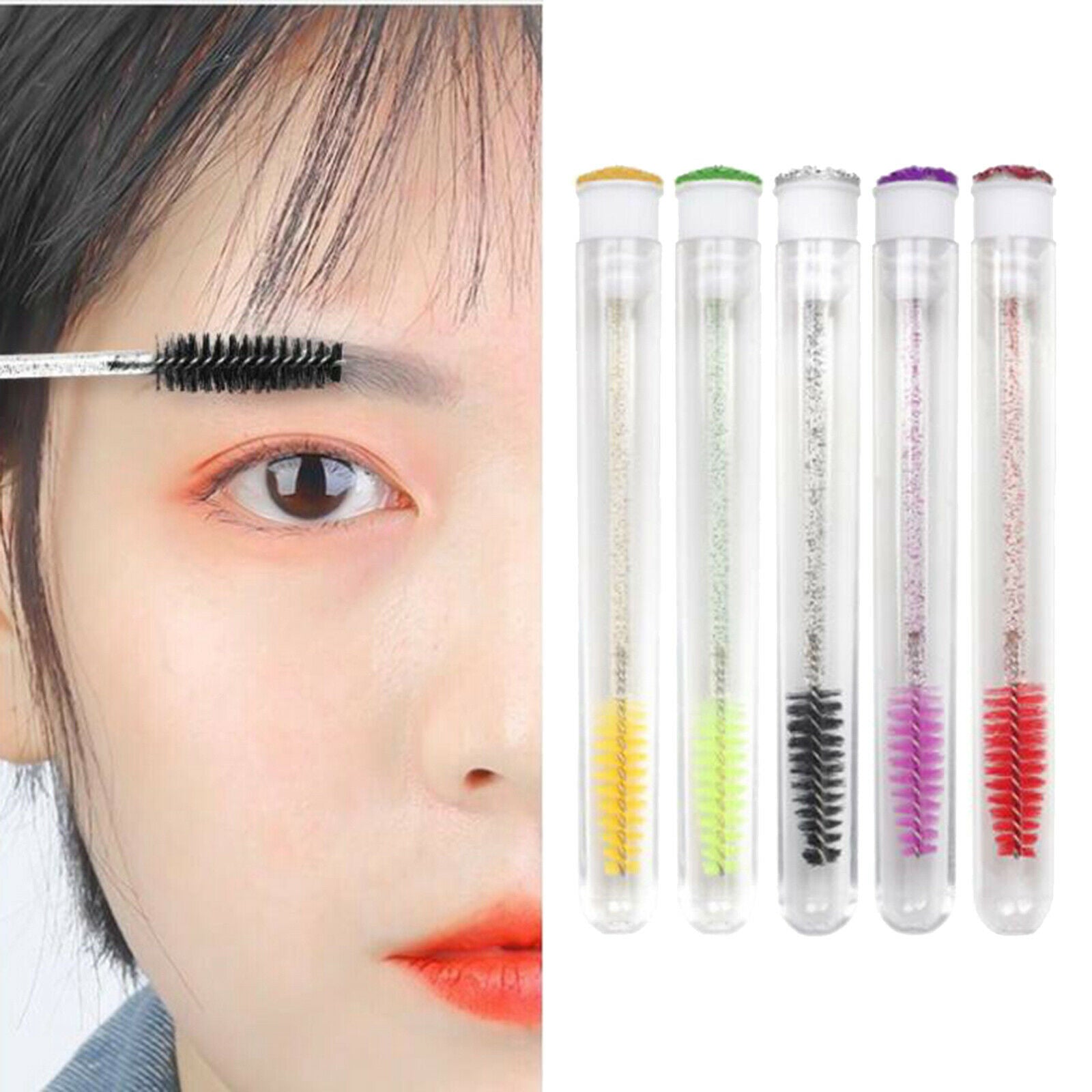 5 Pieces Crystal Diamond Disposable Mascara Eyebrow Brushes with