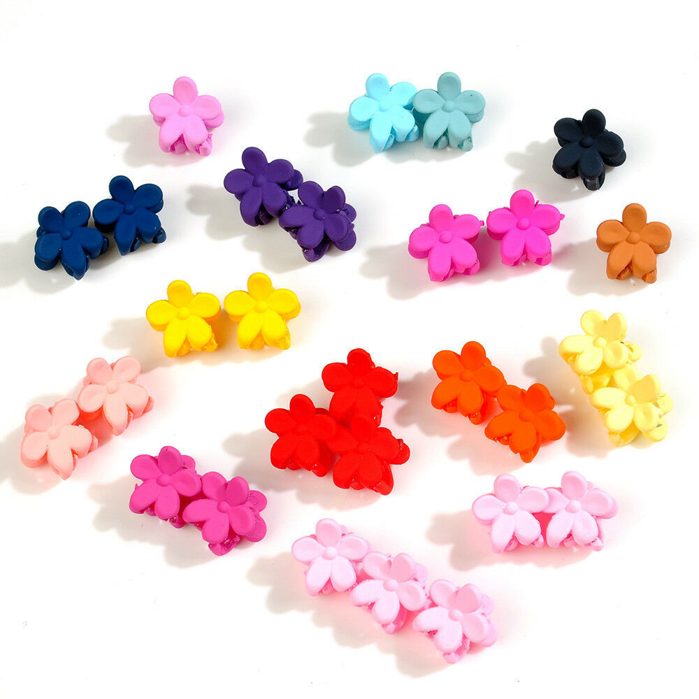 30PCS Kids Girl Women Simple Flower Plastic Hair Claw Cartoon Mini Clip Clamp C8