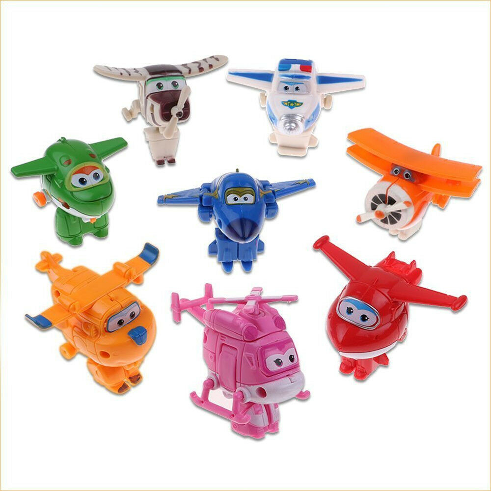 8PCS/Set TV Animation Super Wings Transforming Plane Mini Toys Characters kids J