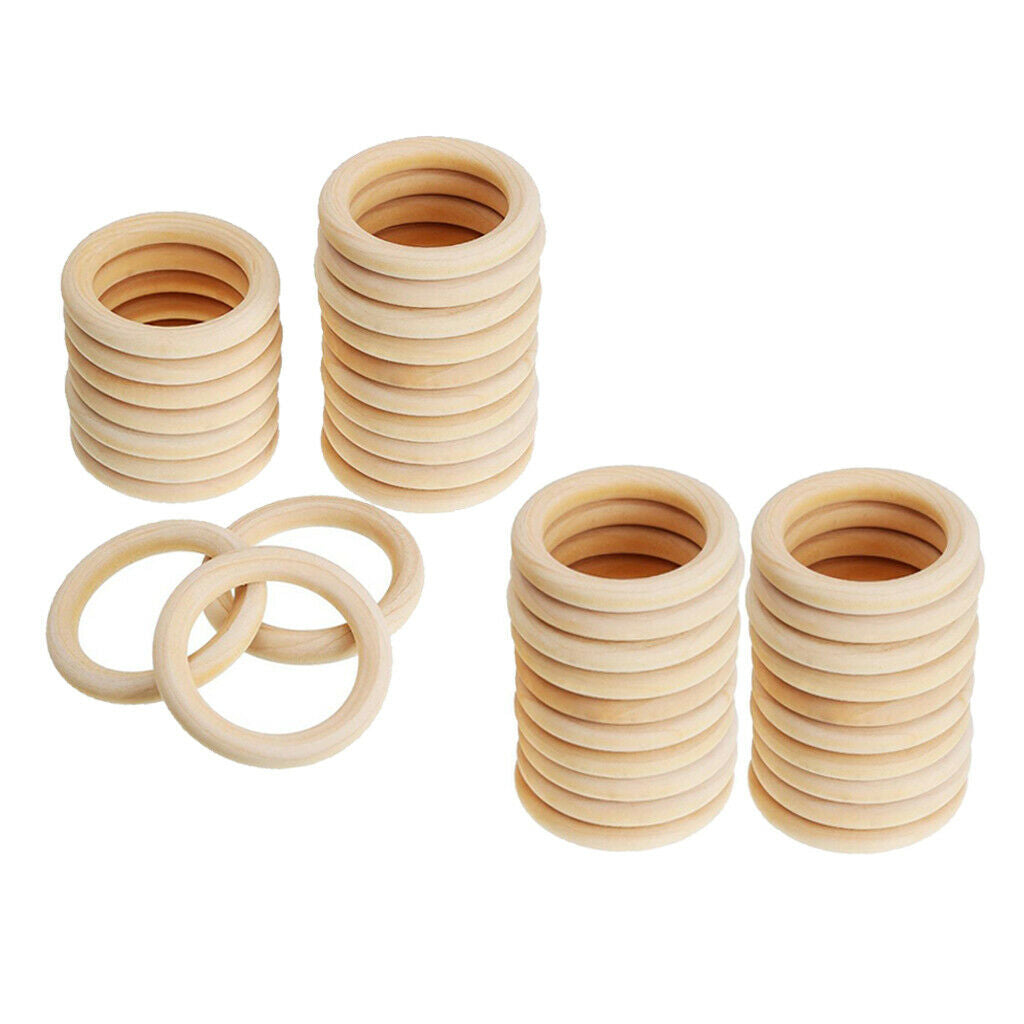 Pack of 40 DIY Teether Rings Natural Handmade Baby Shower Jewellery Crafts