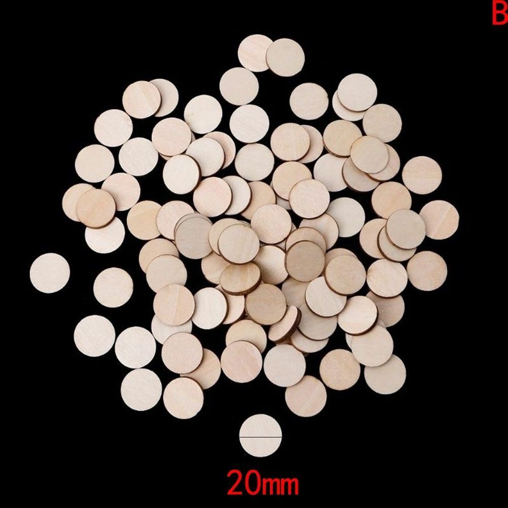 100 Pcs Embellishment Unfinished Wooden Round Circle Discs For Art Craft