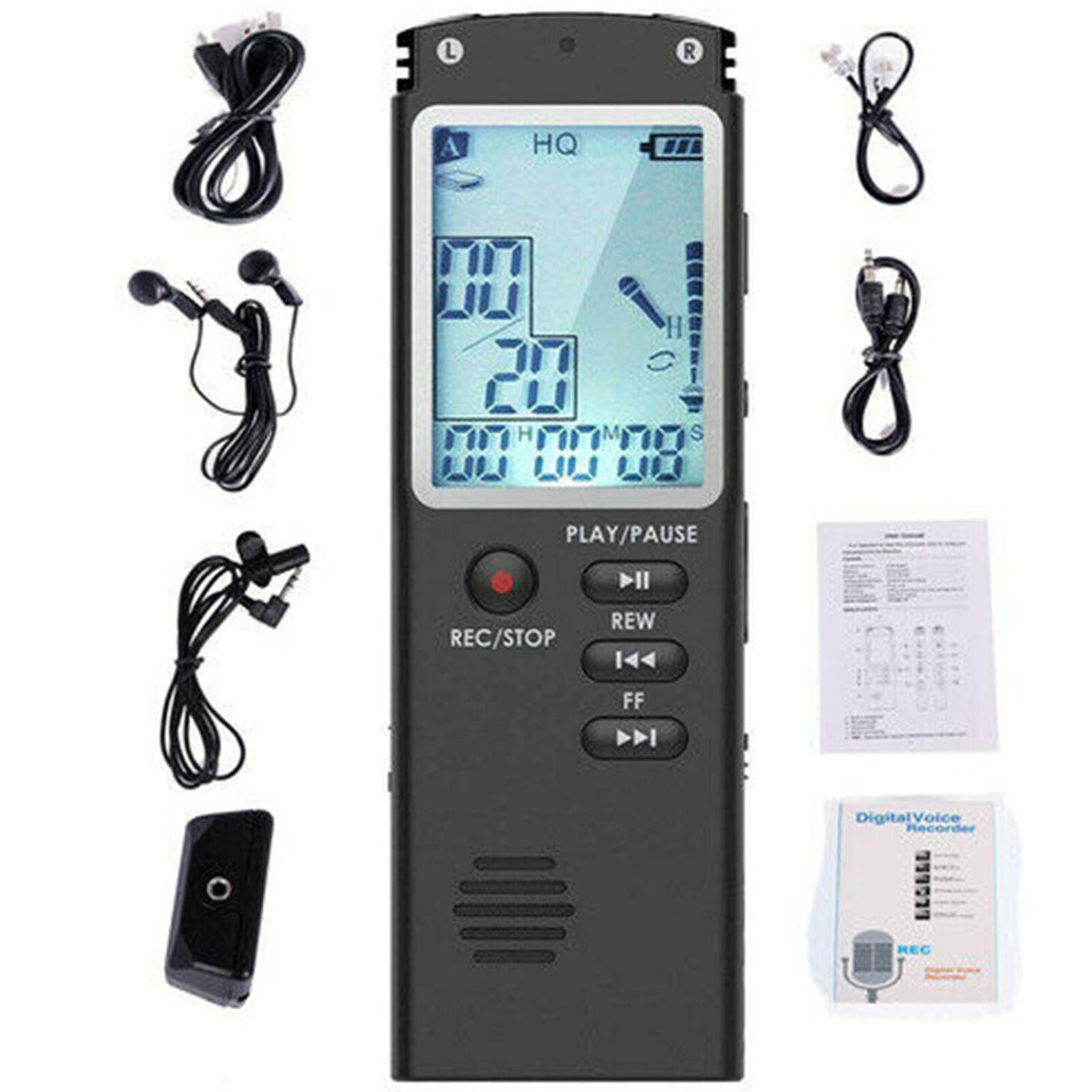Voice Activated LCD Digital Sound Audio Recorder Dictaphone MP3 Player Portable