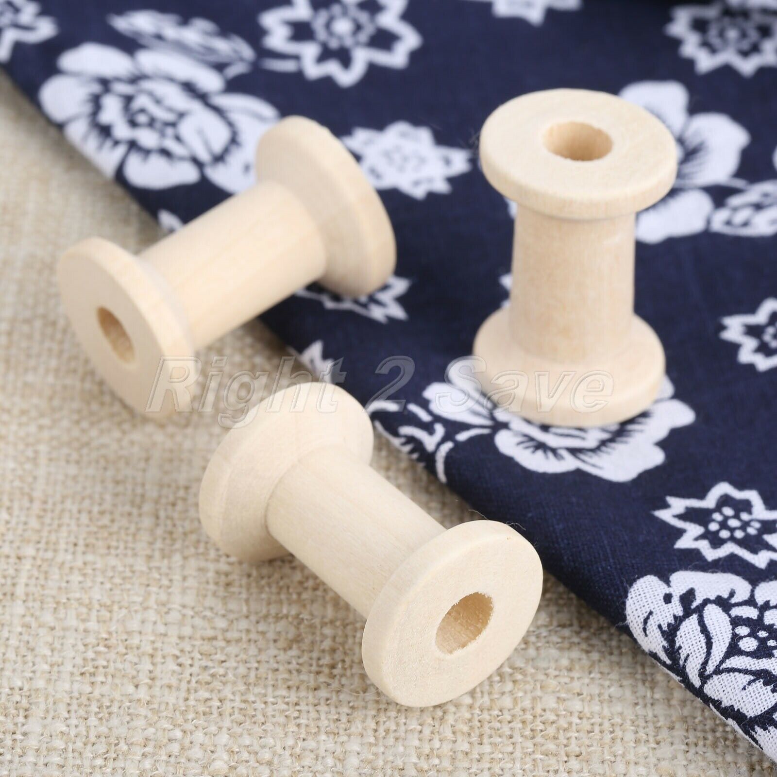 10Pcs Wooden Thread Spools Needlework Bobbin Ribbon Reels Trims Organizer Sewing