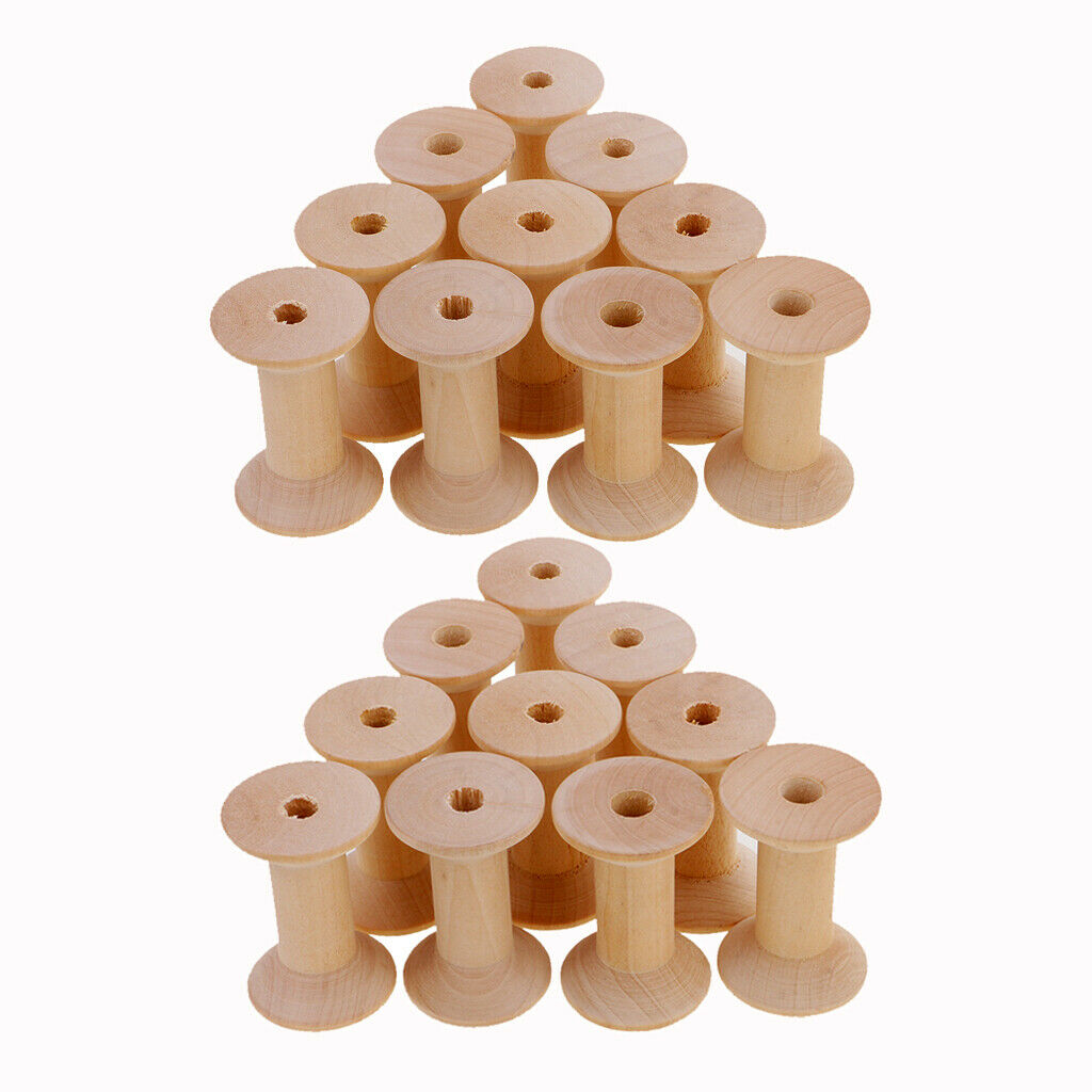 20pcs Wooden Empty Thread Spools Reels