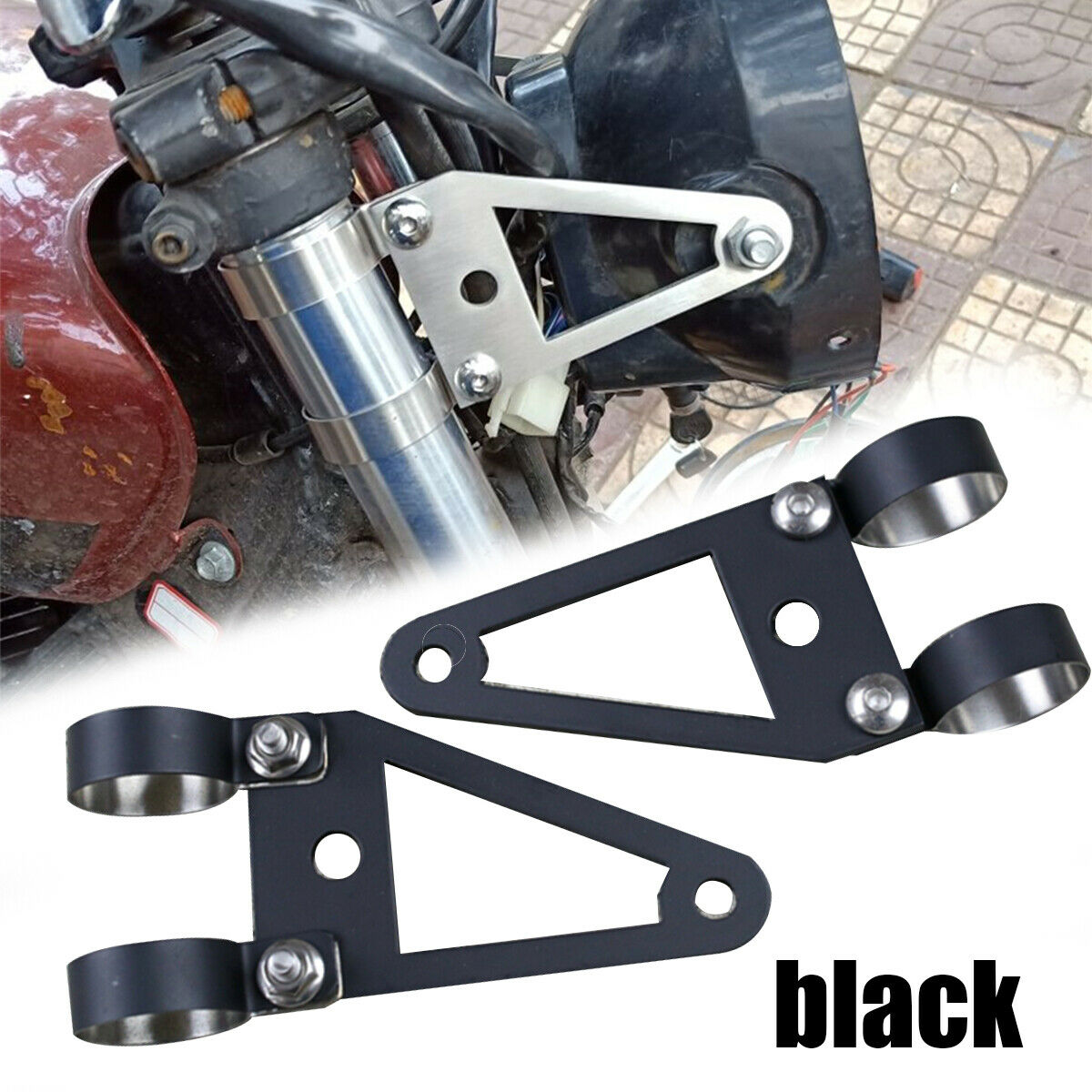 41mm Fork Motorcycle Light Bracket Steel Black headlight Turn Lights Holder