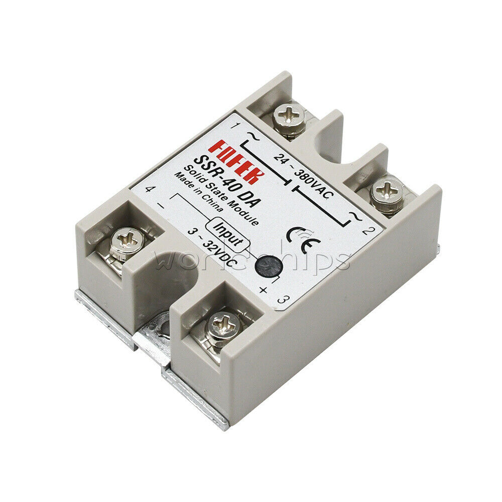 5x 24V-380V 40A 250V SSR-40 DA Solid State Relay Module 3-32V DC-AC for Arduino