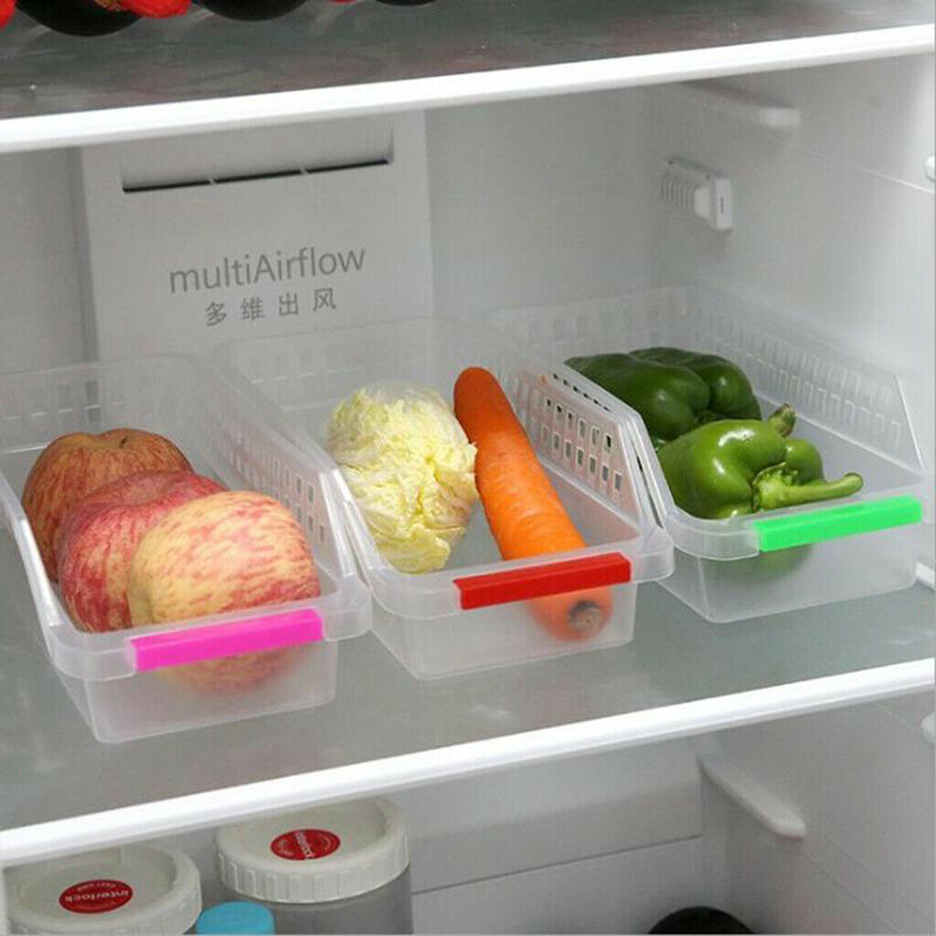 4 Set of Fridge Drawer Bin Basket Organizer for Vegetables Yogurt Pasta