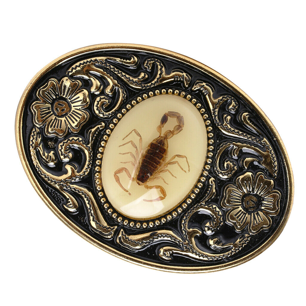 2 Pieces Mens Western Belt Buckle Luminous Stone Scorpion Animal Belt Buckle