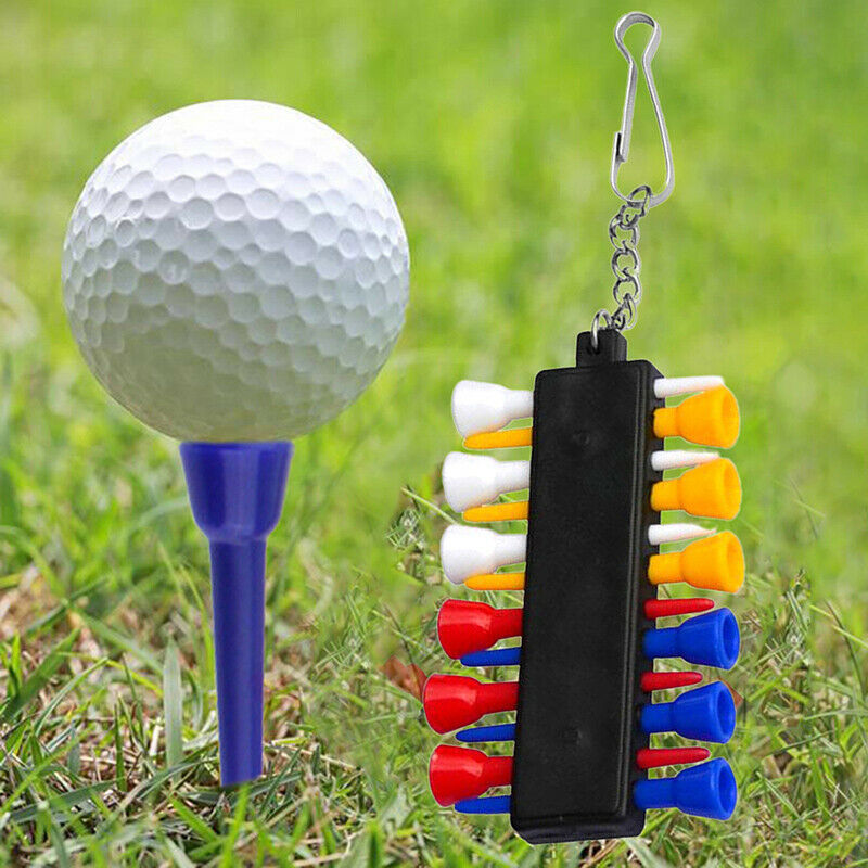 Mix Colors 12 Pcs 50mm Golf Tees Holder Flat Ball Tees Plastic tee Key Ch.l8