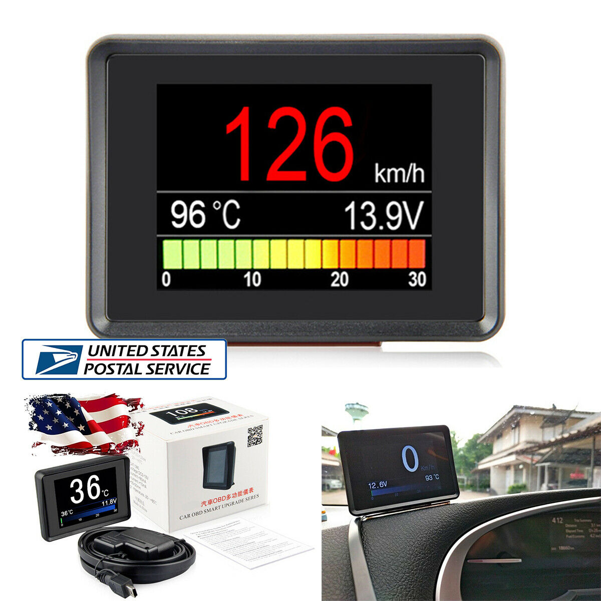 Digital Smart OBD2 OBD-II Speedometer Fuel On-board Computer Car Tachometer