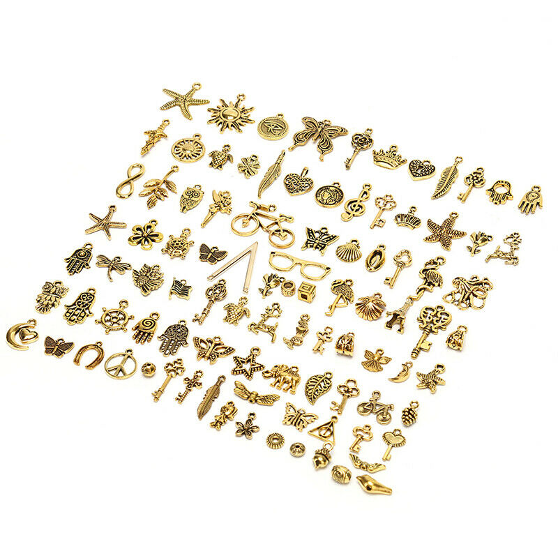 100Pcs/Set Alloy Mix Starfish Tortoise Charms Pendant Jewelry DIY Making CrafDD