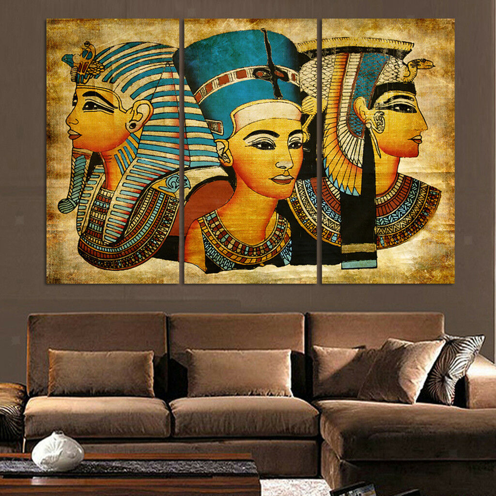 Modern Canvas Wall Art of King of Egypt for your Living Room-3 Panel Size S