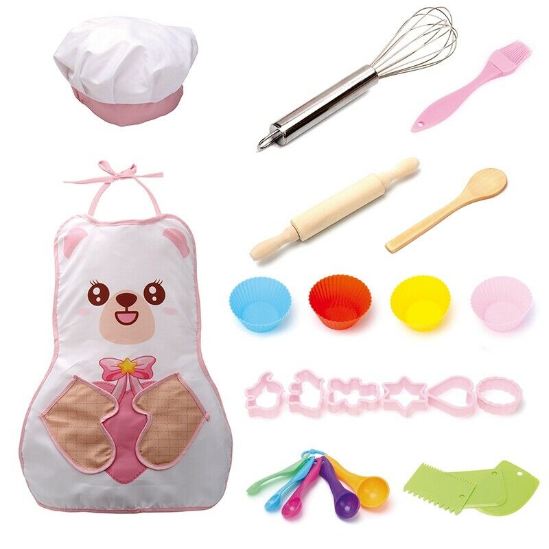 24Pcs Chef Set Role Play Children Kitchen Cooking Baking Toys Costume Cooker PH7