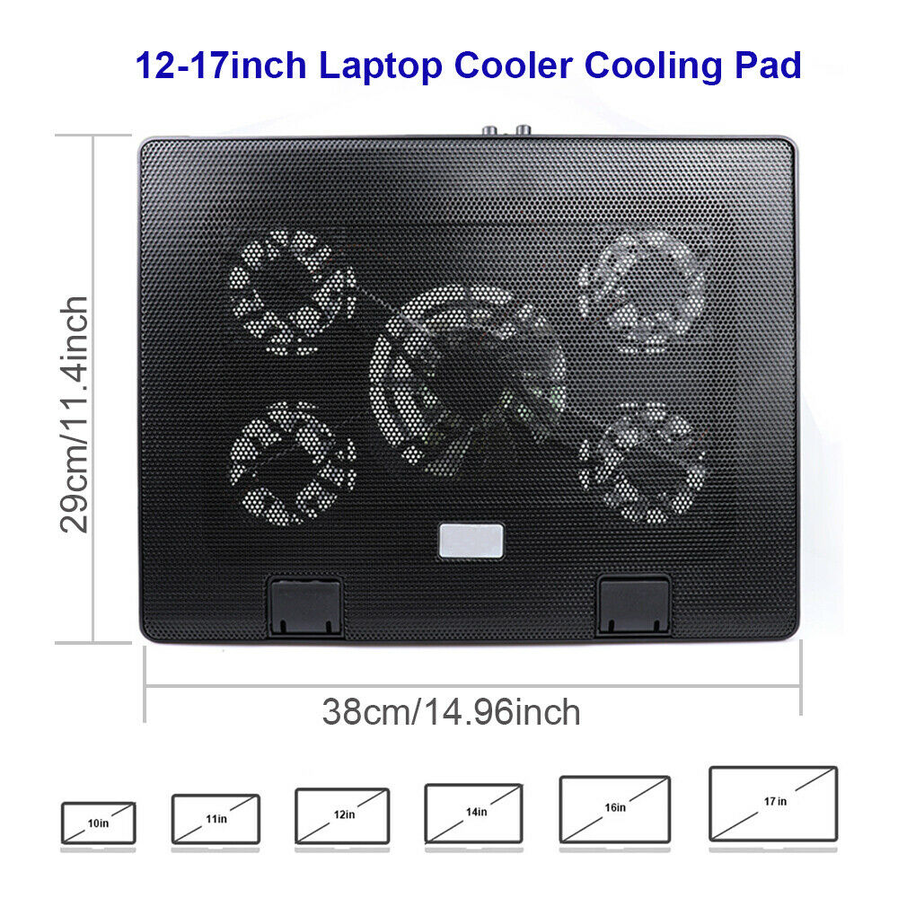 Laptop Cooling Cooler Pad 11-17 Inch Gaming Cooler Pad with 5 Quiet Led Fans