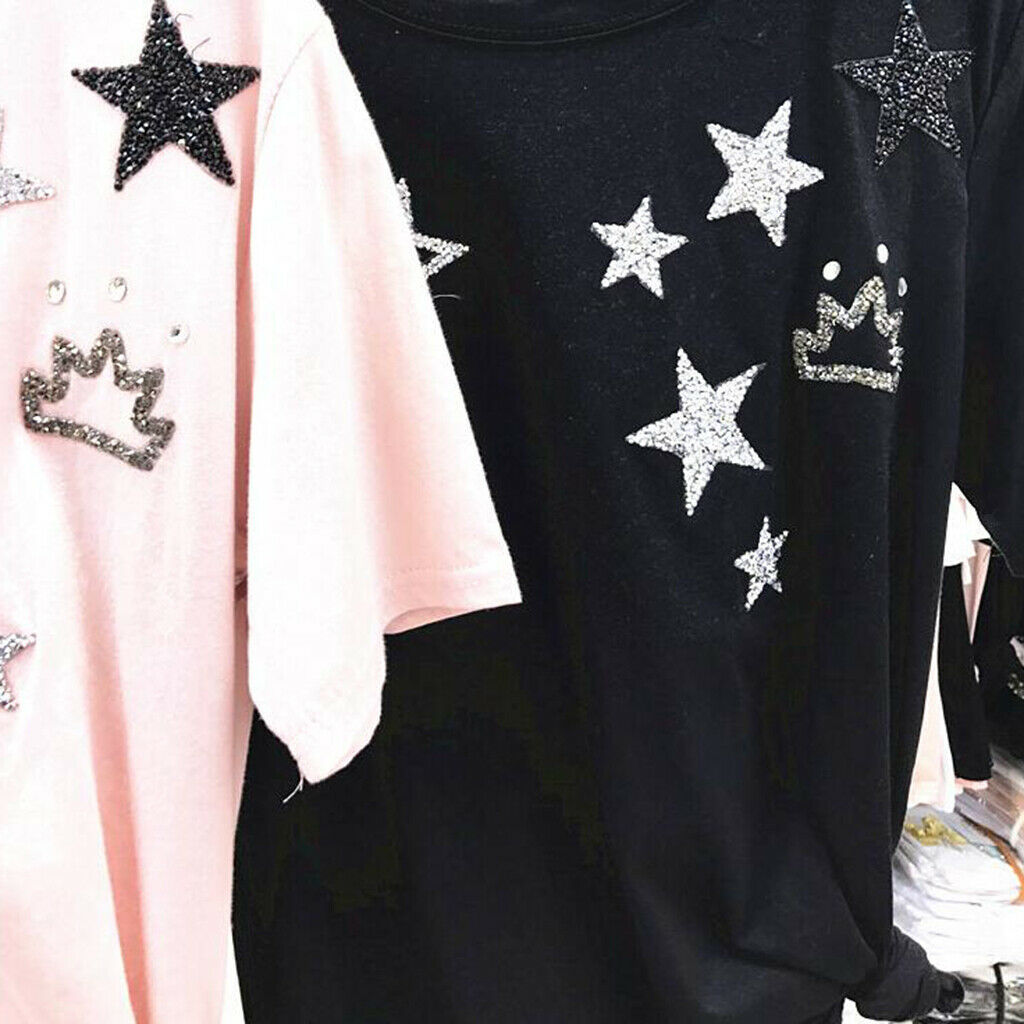 6Pcs Black Star Patches Iron on or Sew on Patches Embroidered Badge Motif