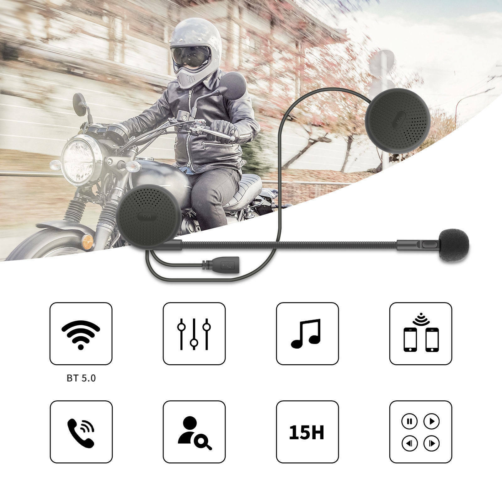 Motorcycle Helmet Headset Bluetooth Automatic Answering for Driving Rider