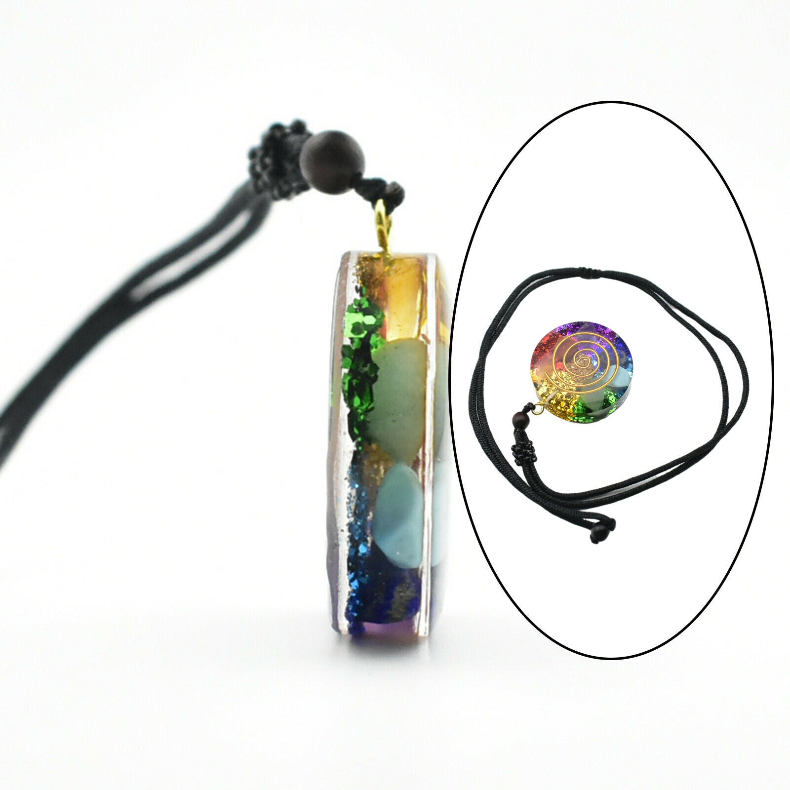 Colorful 3.5cm Orgone Pendant with Copper Coil for Spiritual Consolation