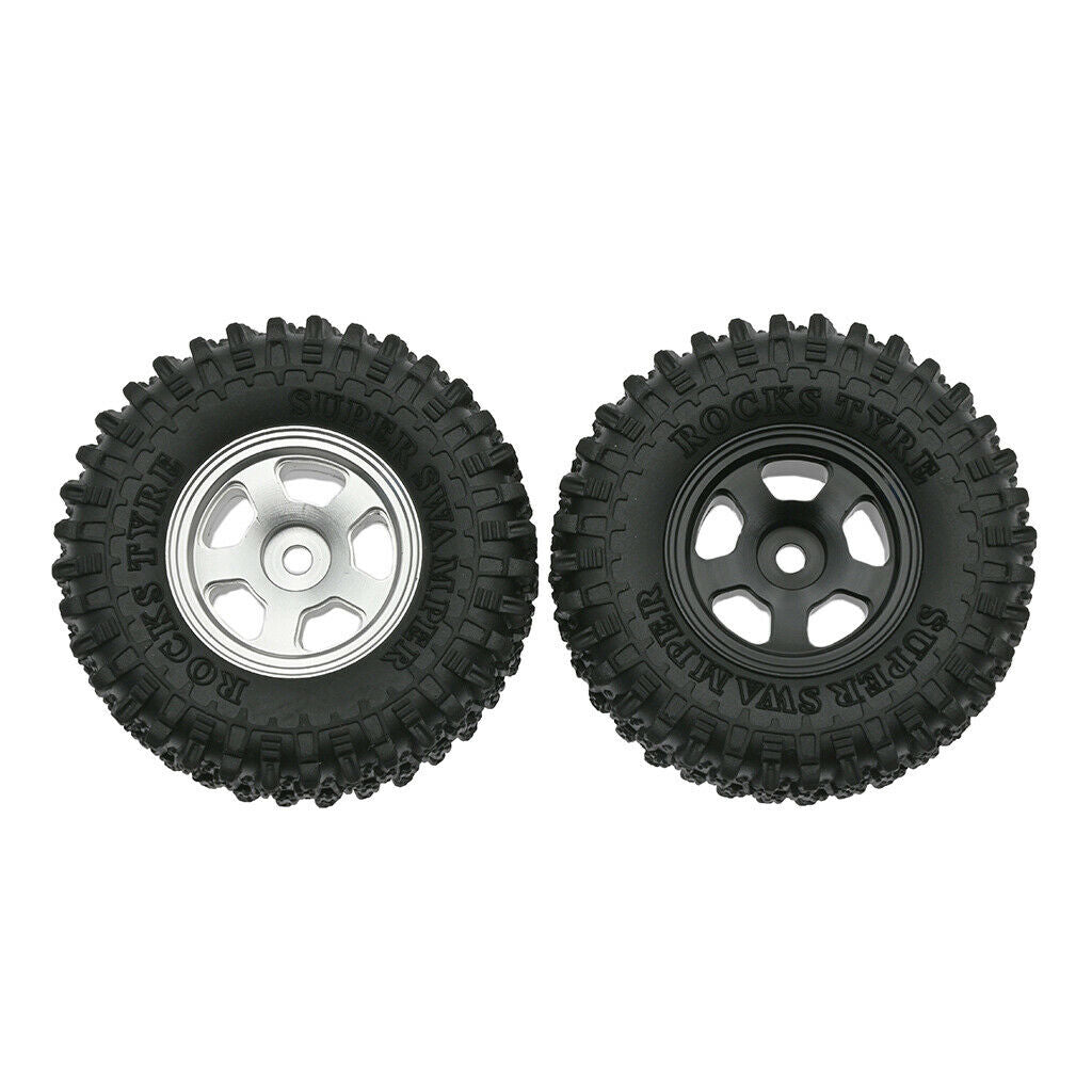 Pieces 1:2Wheel Tires Tyres for Axial SCX2RC Crawler Cars Vehicles Black