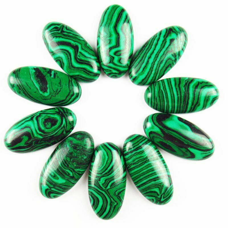 8pcs 30x15x6mm Green Malachite 28g Oval Cab Cabochon A-305JM