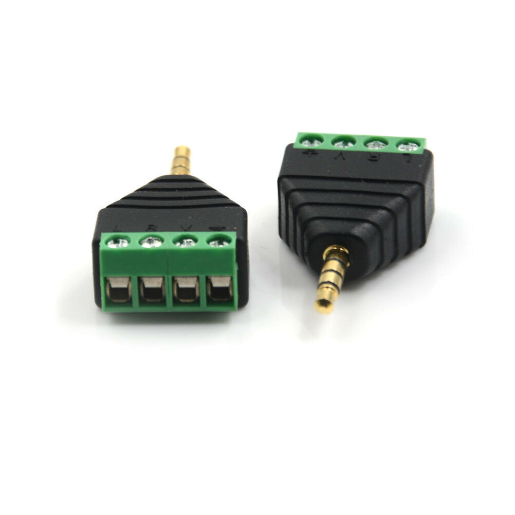 Video AV 3.5mm 4 Pin Male to AV Screw Terminal Stereo Jack Block Plug Connec WF